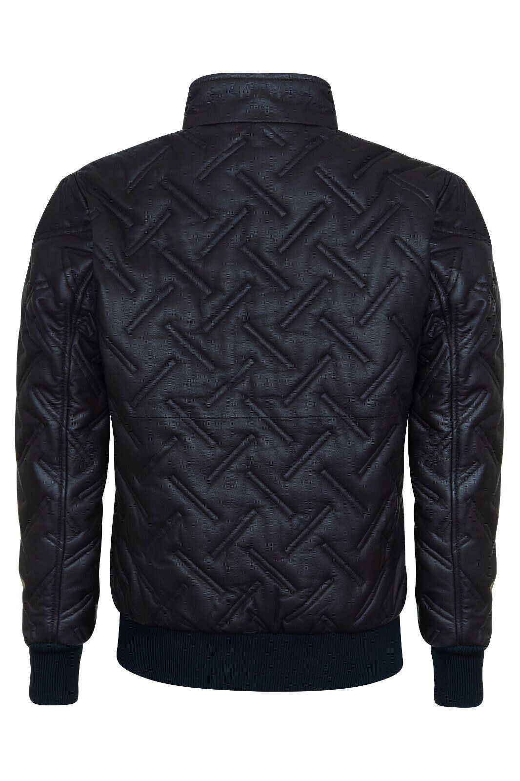 Mens Quilted Leather Bomber Jacket - Taunton