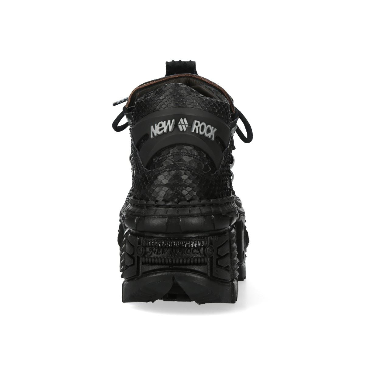 New Rock M-106WALL-C65 Python Black Leather Platform Ankle Boots