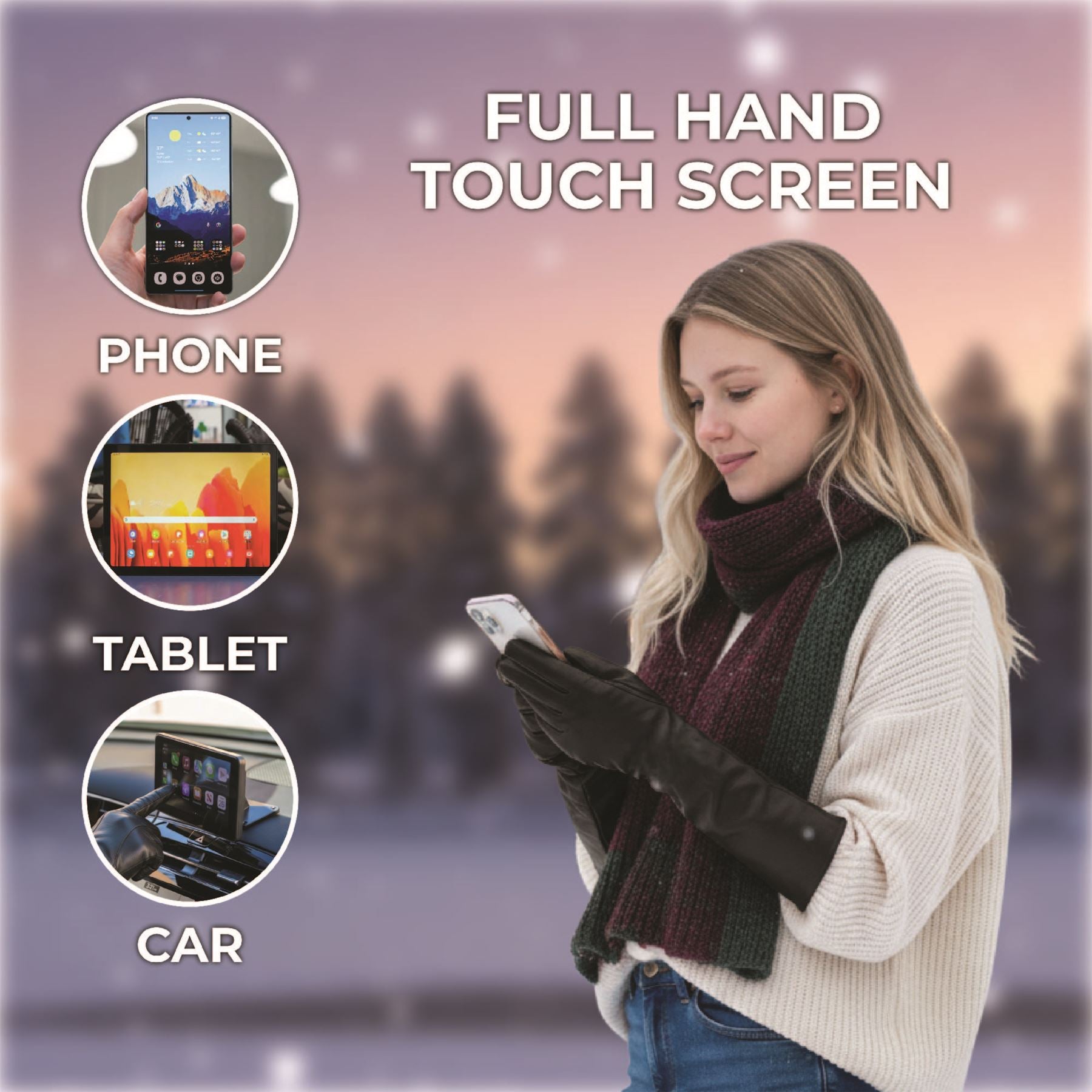 Womens Long Italian Leather Winter Soft Wool Lining Gloves