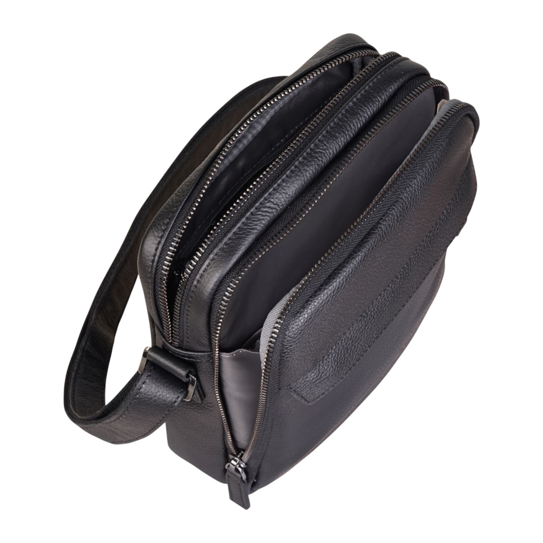 Genuine Leather Black Vintage Messenger Crossbody Travel Bag - Hawthrone
