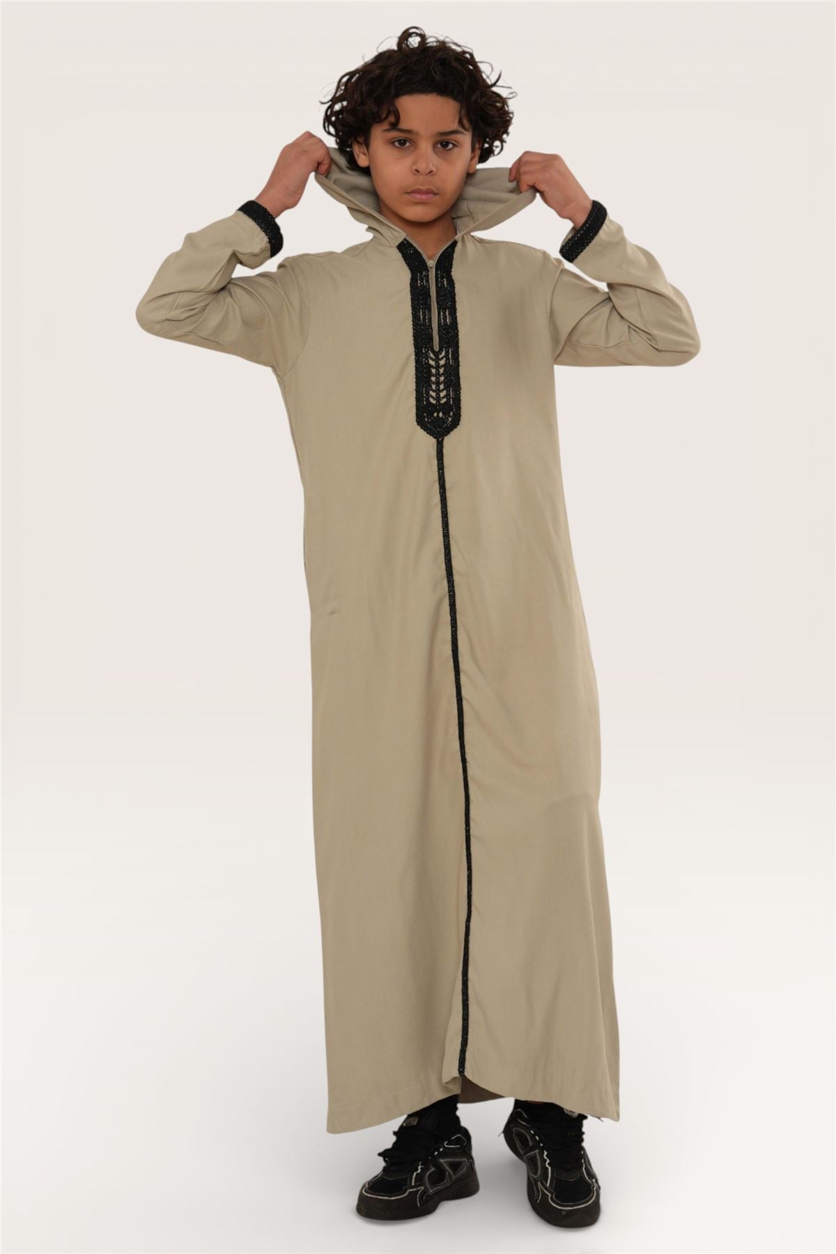 Kids Boys Eid Hooded Moroccan Thobe Robe Djellaba Ramadan Jubba- K-HM3