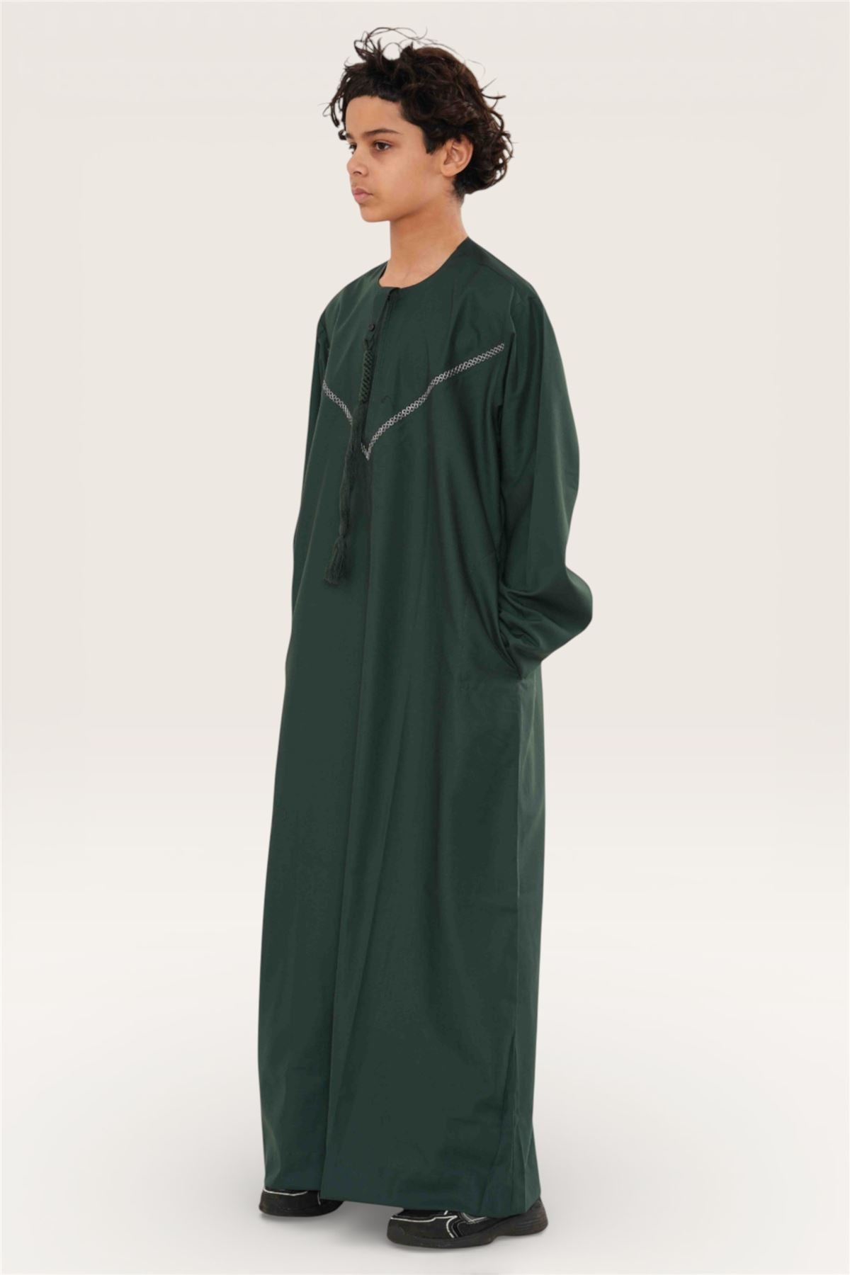 Kids Boys Moroccan Embroidered Djellaba Islamic Jubba Robe Tassel Ramadan Thobe