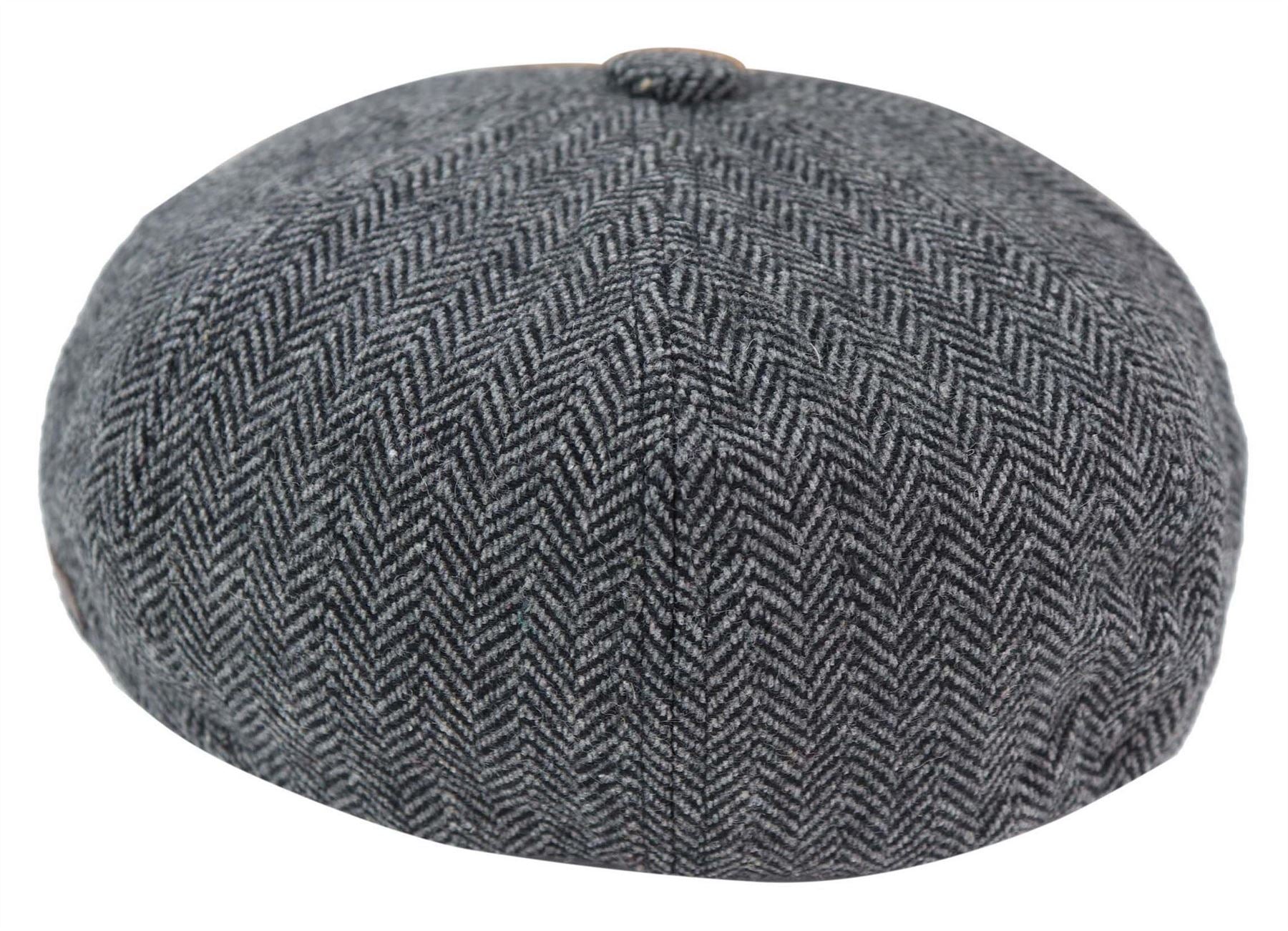Mens Peaky Blinders Tweed Gatsby Flat Baker Hat With Razor Blade