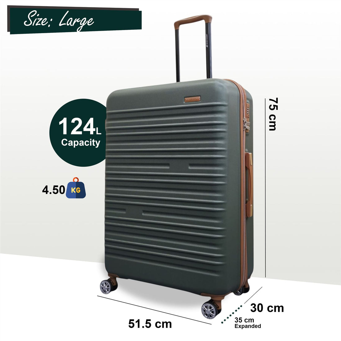 Armidale Large Hard Shell Suitcase in Green