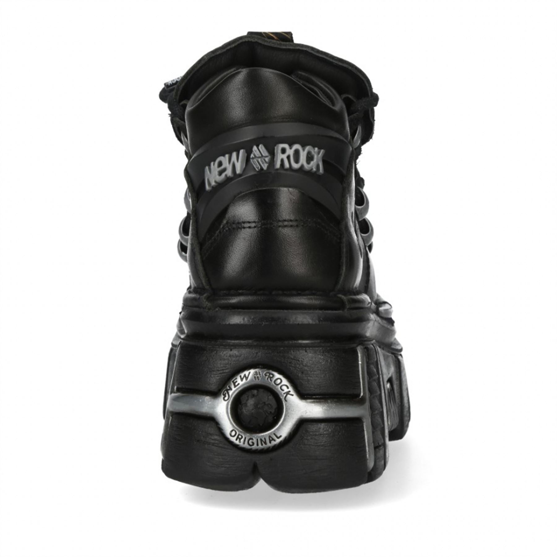 New Rock M-106N-C86 Black Flame Leather Gothic Ankle Platform Boots