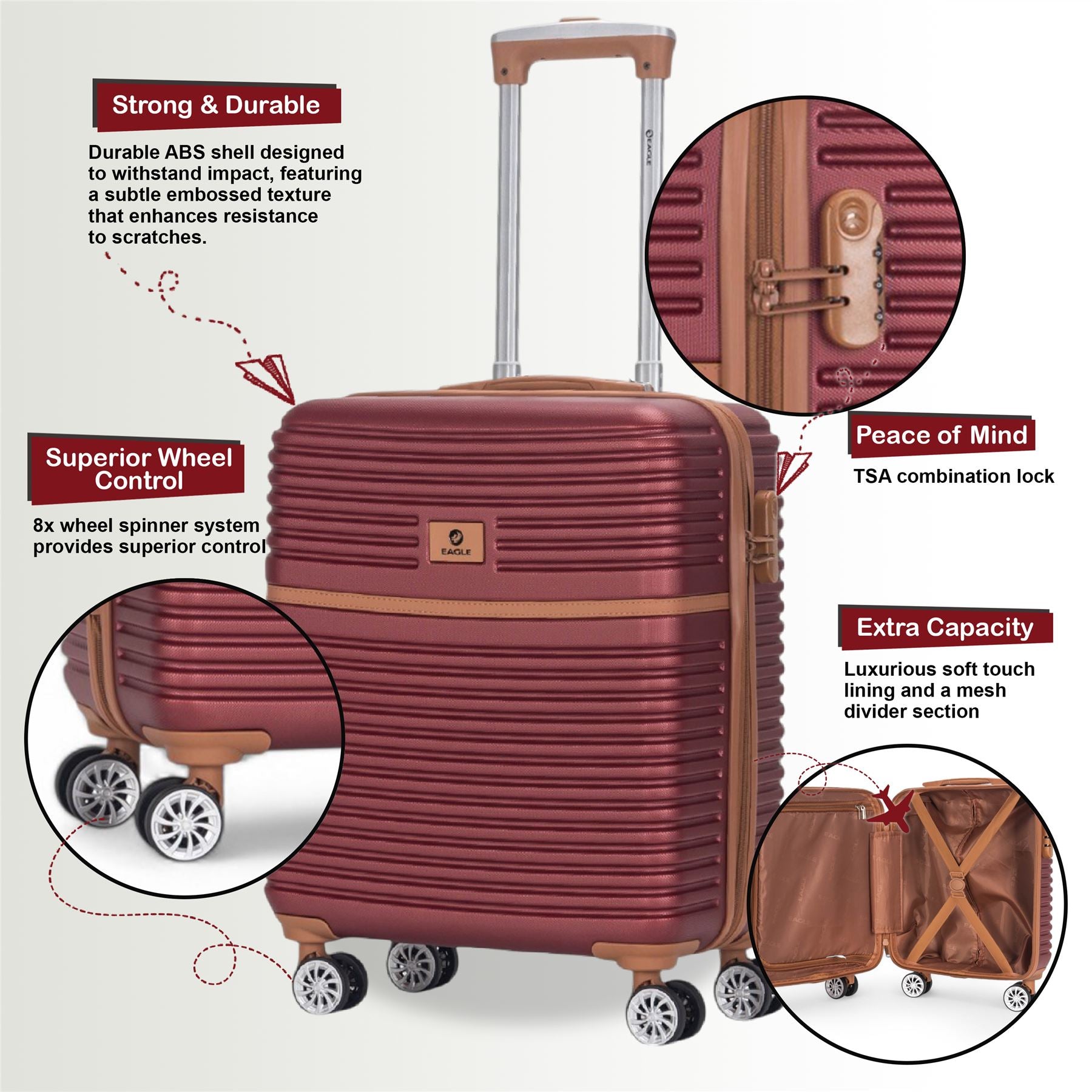 Koga Cabin Hard Shell Suitcase in Burgundy