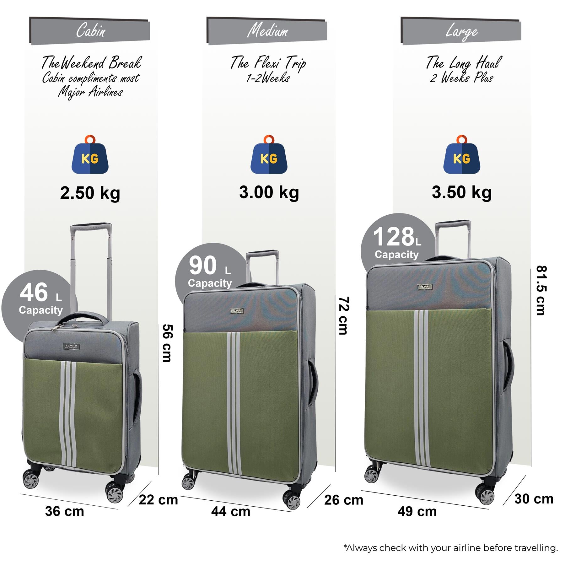 Lightweight Soft Suitcases 4 Wheel Luggage Travel Bag