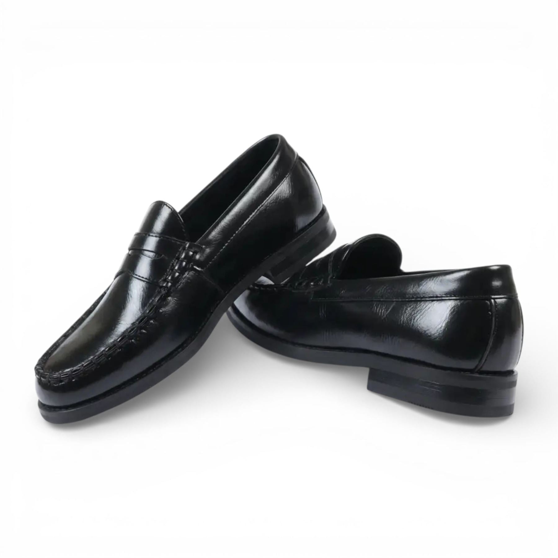 Mens Black PU Leather Formal Dress Penny Loafers Casual Shoes