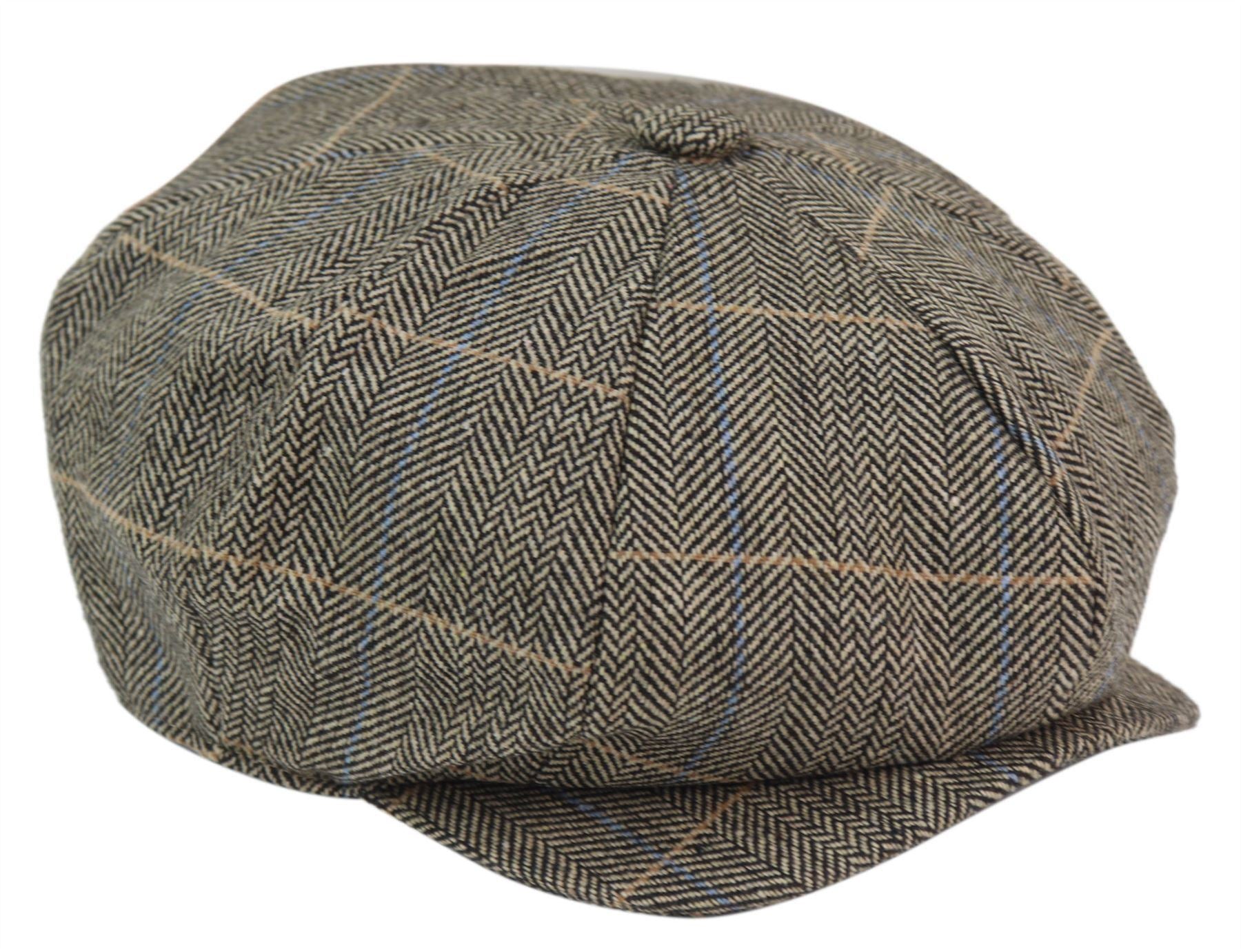 Mens Peaky Blinders Herringbone Newsboy Gatsby Flat Baker Hat