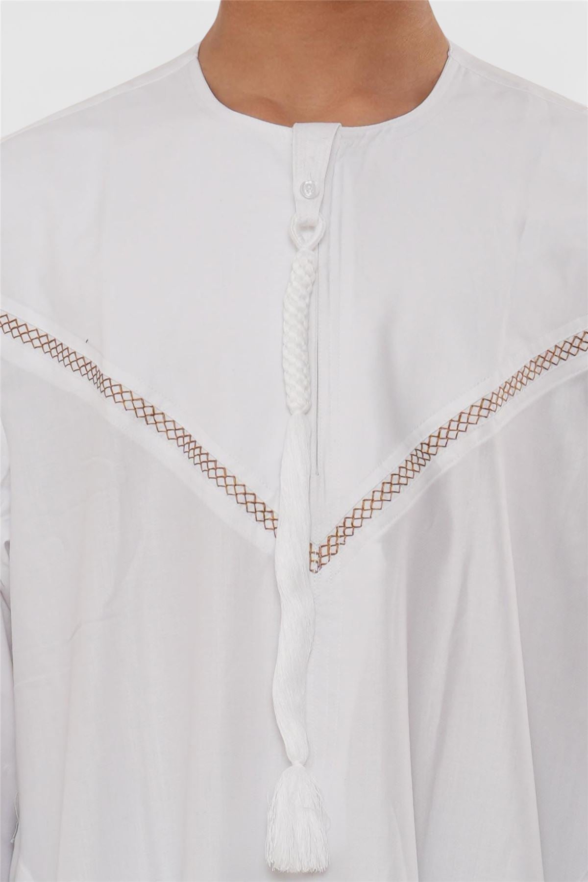 Kids Boys Moroccan Embroidered Djellaba Islamic Jubba Robe Tassel Ramadan Thobe