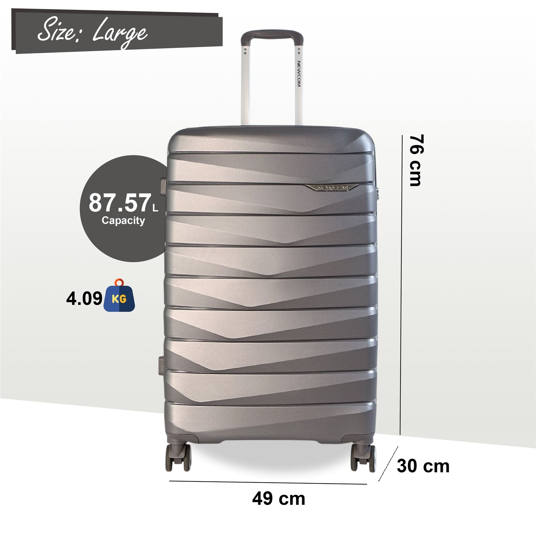 Forster Large Hard Shell TSA Suitcase in Smoke Grey