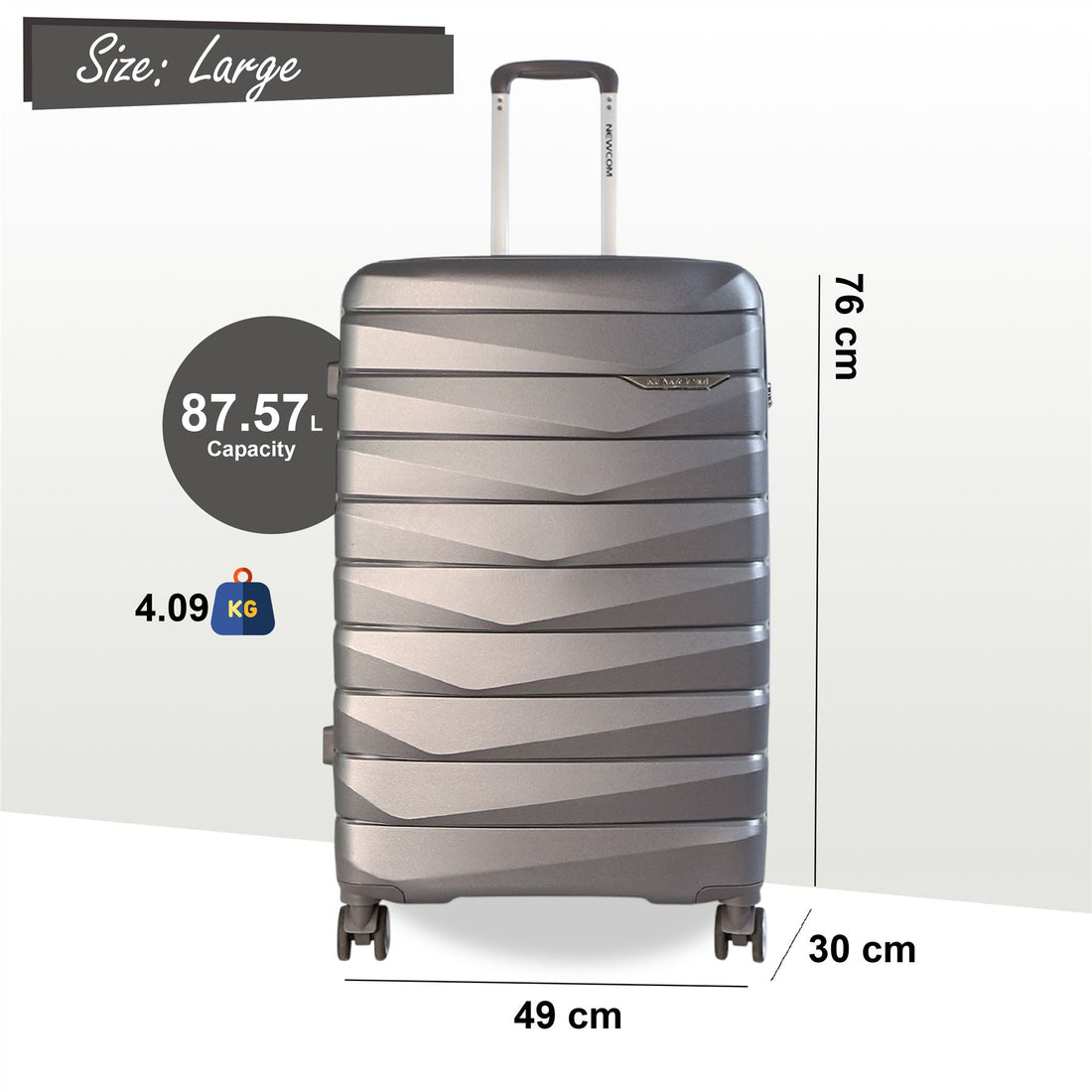 Forster Large Hard Shell TSA Suitcase in Smoke Grey