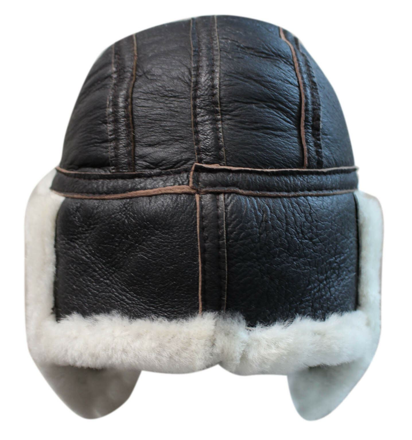 Mens RAF Aviator Sheepskin B-55 Trapper Hat
