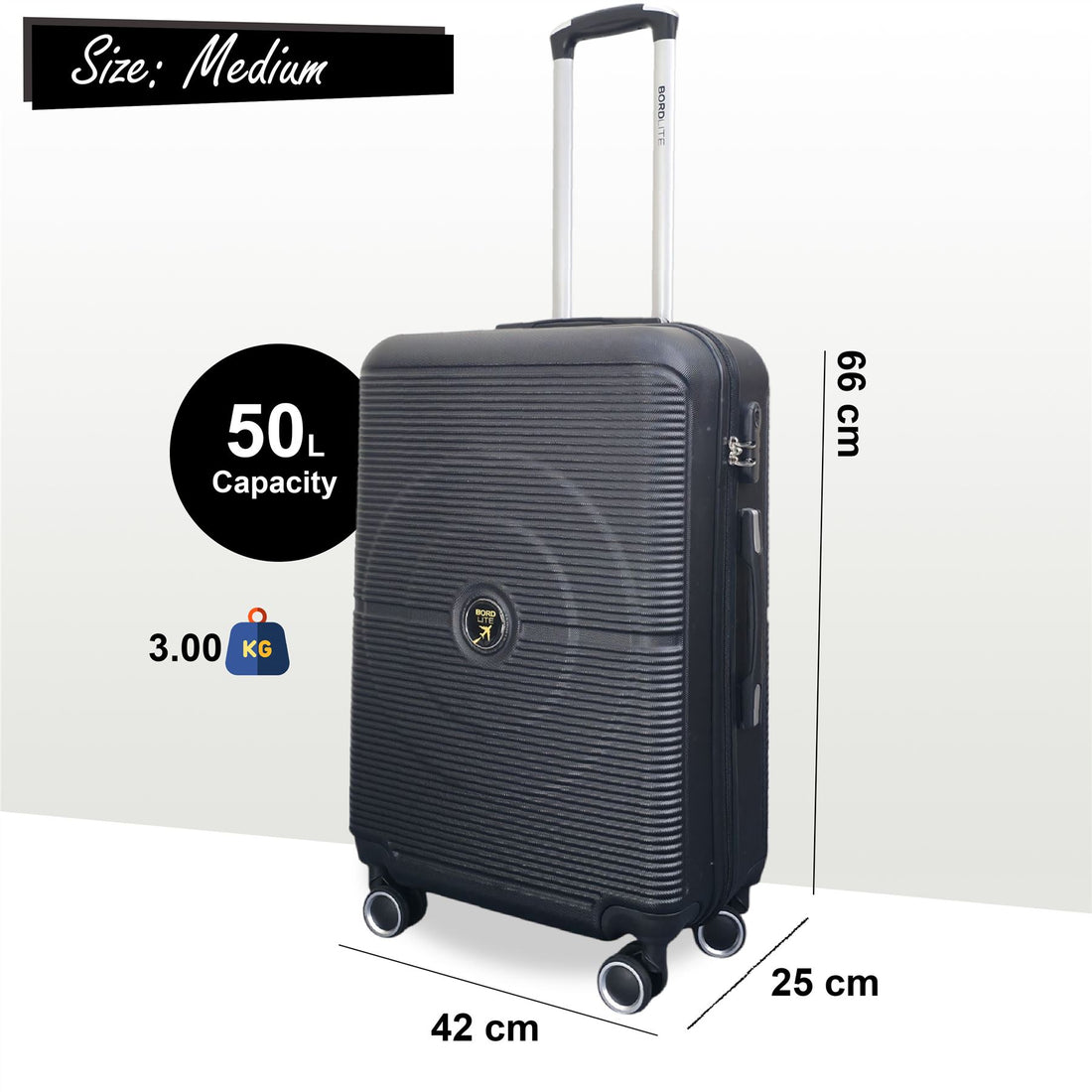Seto Medium Hard Shell Suitcase in Black
