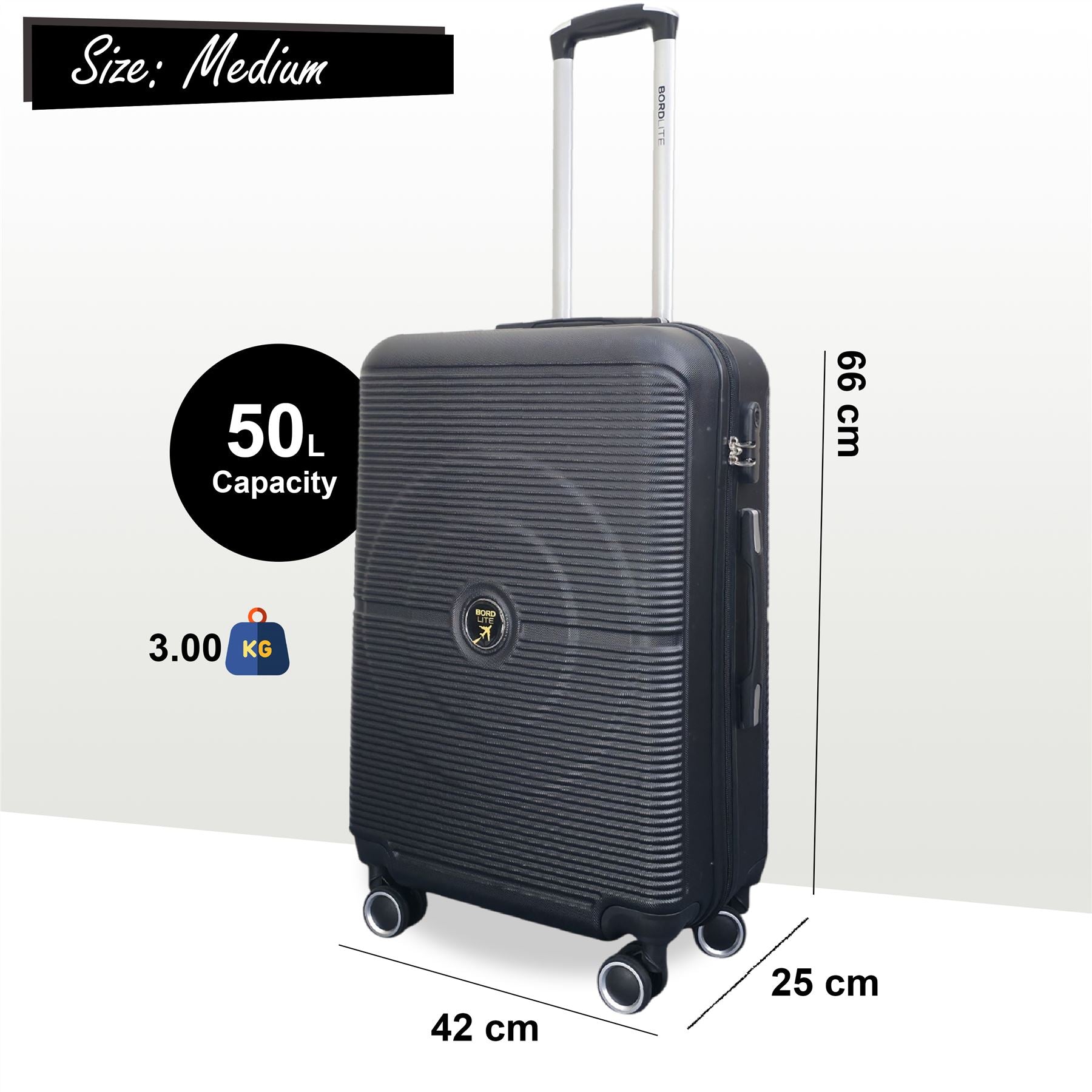 Seto Medium Hard Shell Suitcase in Black