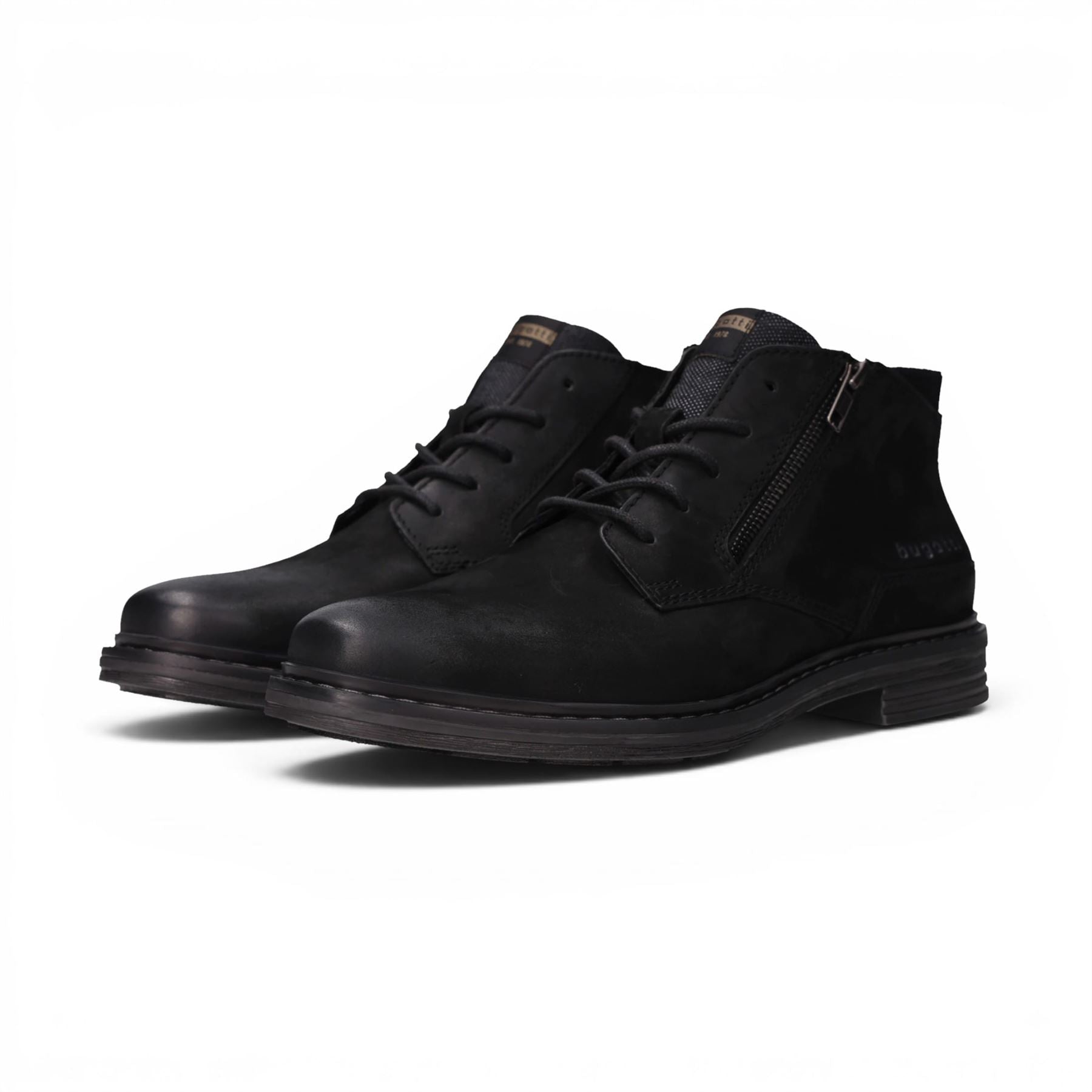 Bugatti Mens Black Leather Lace-up Chukka Ankle Boots - Rigalo Evo C30