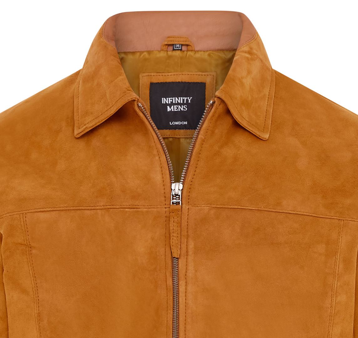 Mens Retro Classic Suede Leather Harrington Biker Jacket - Bryne