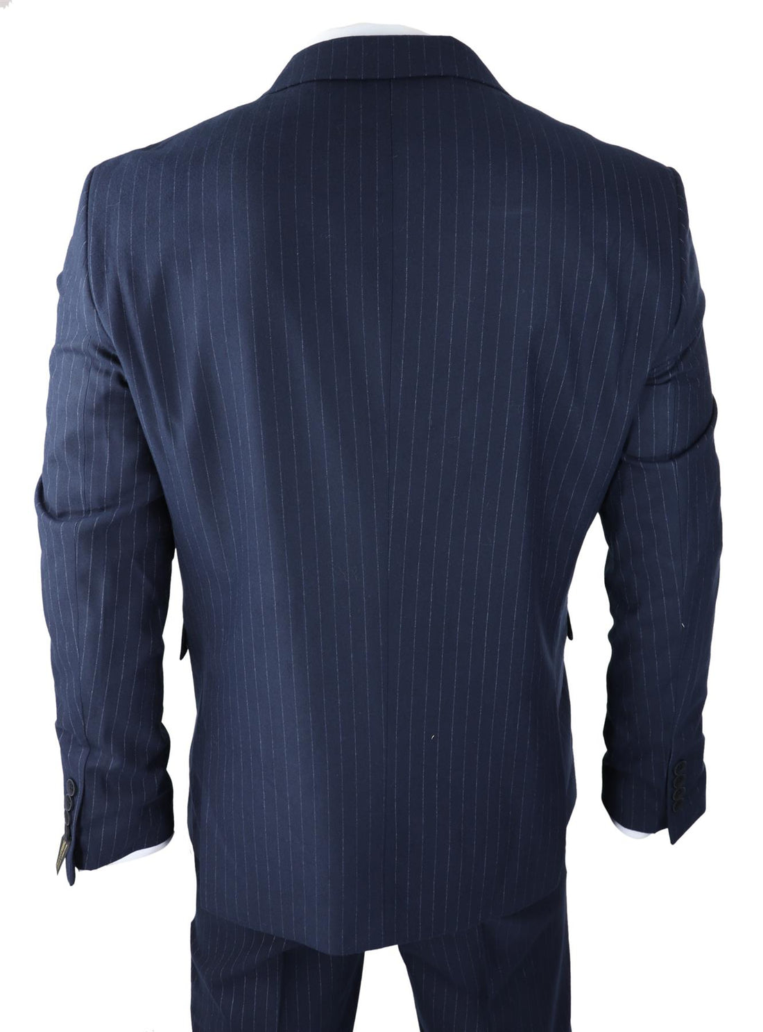 Mens Double Breasted Navy Blue Suit 2 Piece 1920s Pinstripe Peaky Blinders