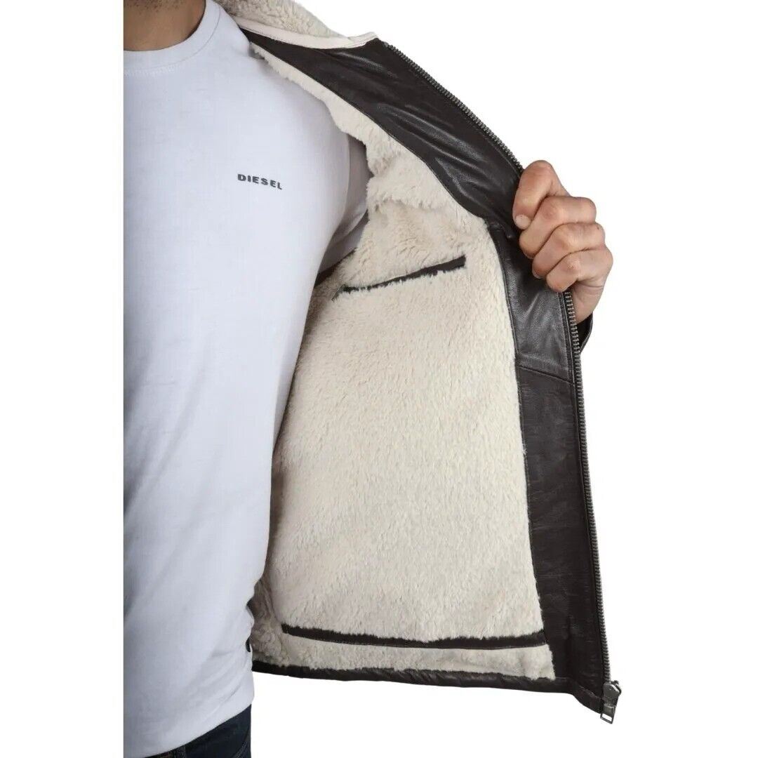 Mens Quilted Leather Biker Jacket - Thaxted