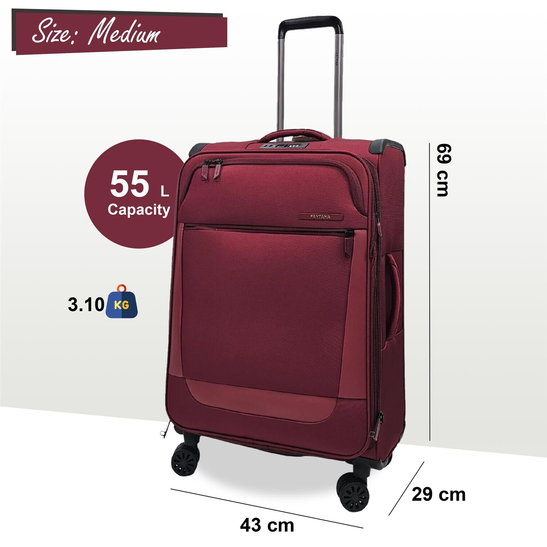 Lightweight 4 Wheel Luggage Suitcase
