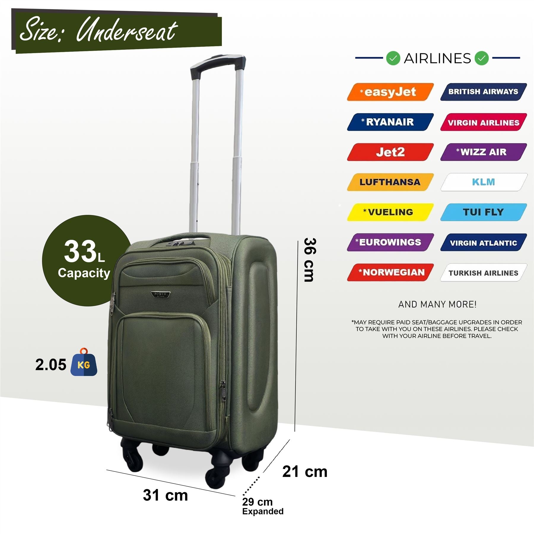 Nagoya Unserseat Soft Shell Suitcase in Khaki