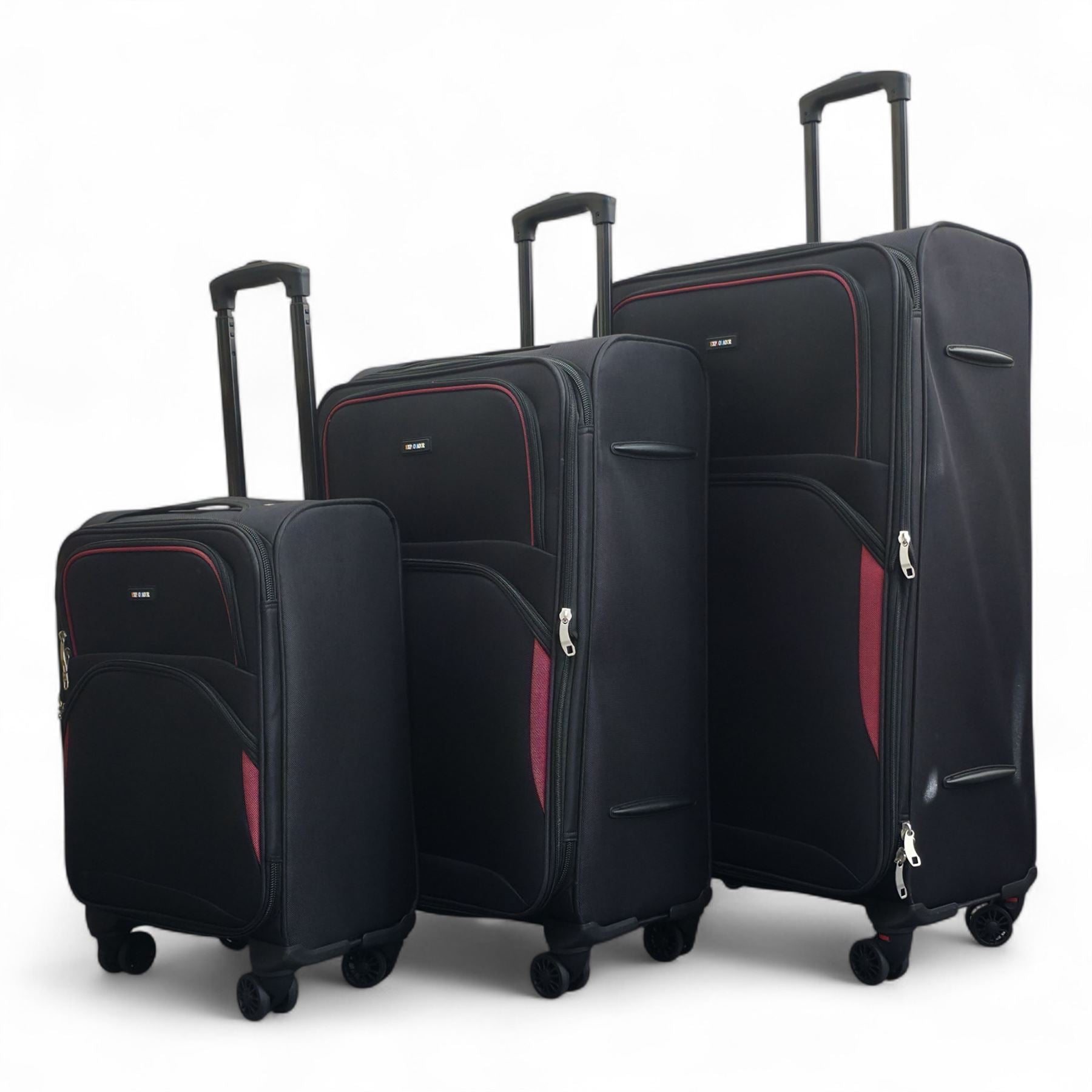 Gosford Set of 3 Soft Shell Suitcase in Black