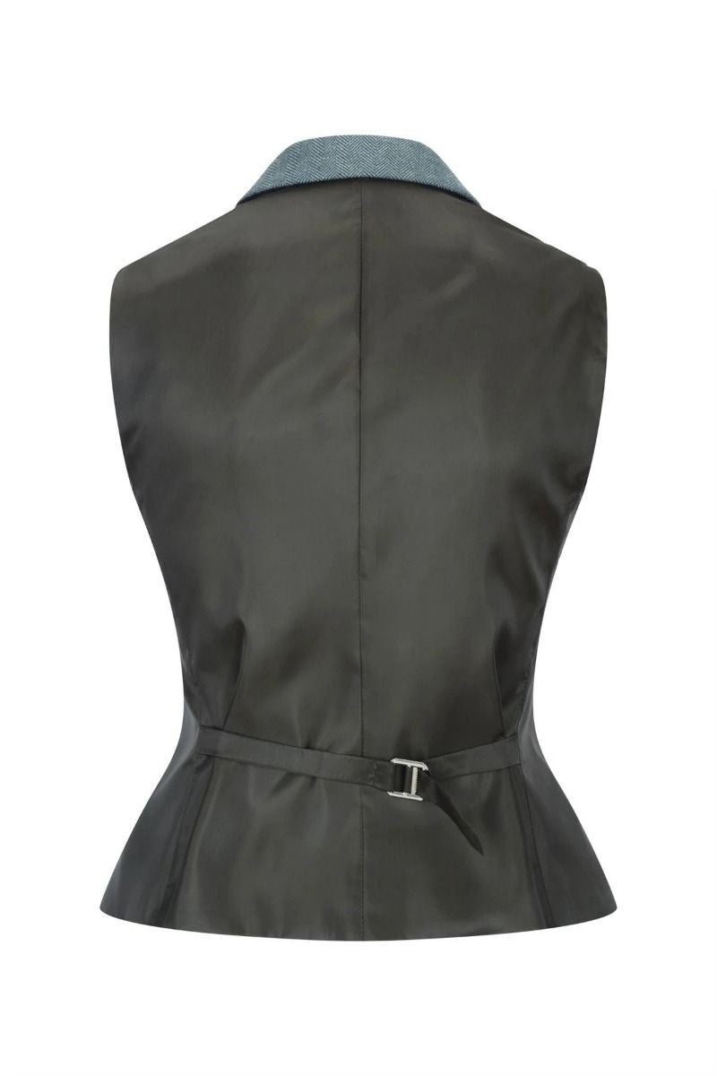 Womens 1920s Green Wool Classic Retro Vintage Waistcoat