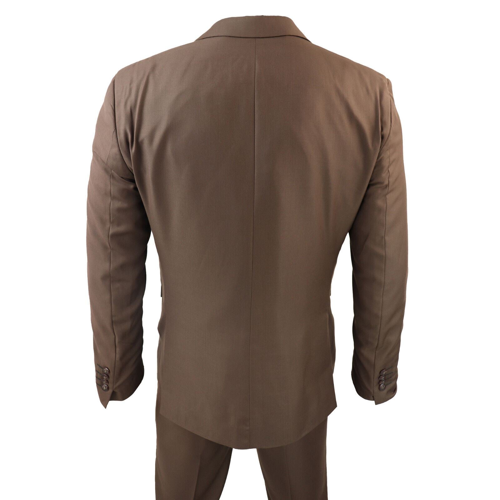 Mens IM1 Classic Plain Brown 3 Piece Suit
