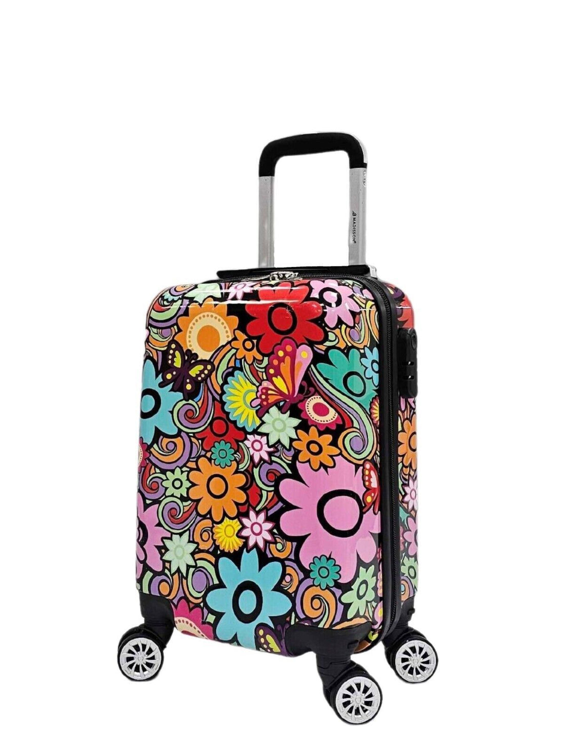 Hard Shell 4 Wheel Suitcase Set Flower Print Luggage Lightweight Cabin Travel Bags - Upperclass Fashions 