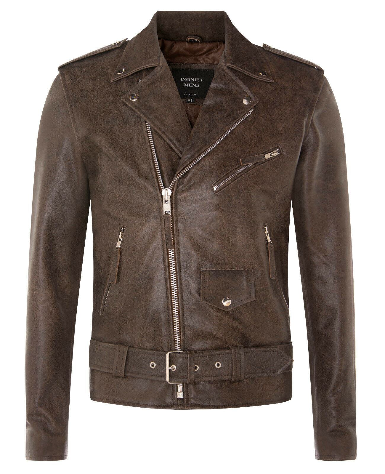 Mens Cow-Hide Brando Biker Jacket -Sandy