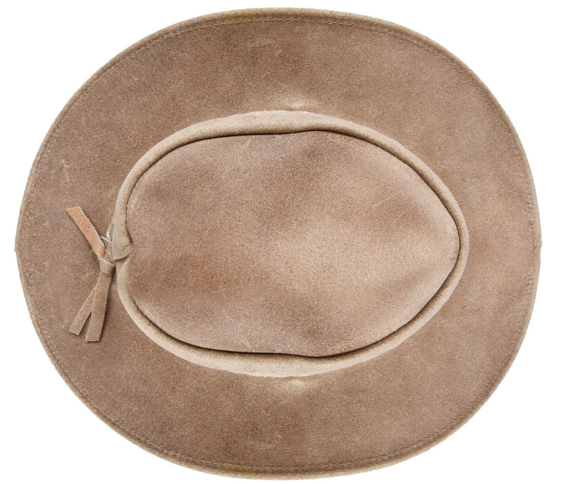 Australian Camel Western Style Cowboy Outback Real Suede Aussie Bush Hat - Upperclass Fashions 