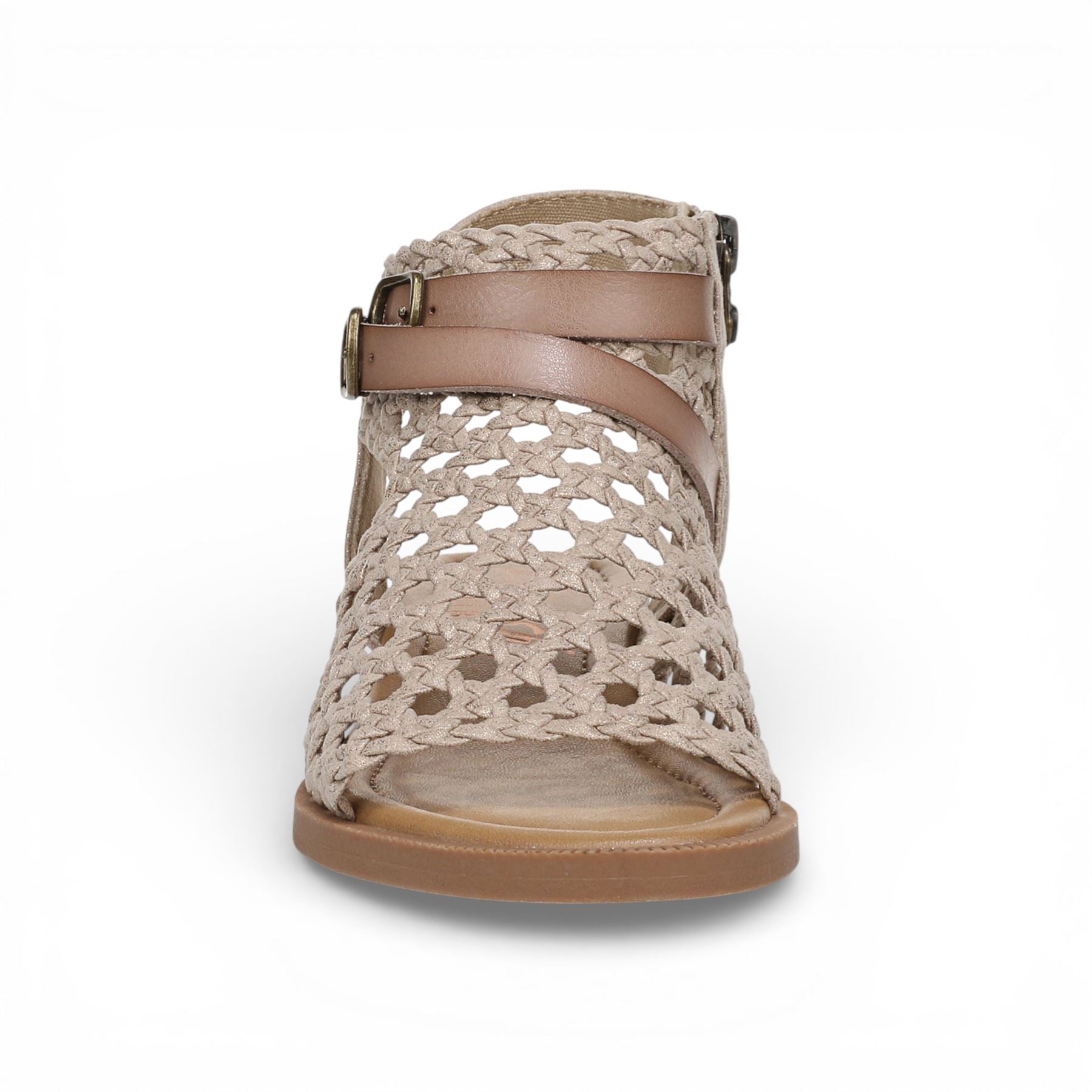 Blowfish Malibu Womens Golden Beige Weave Micro Wedge Sandals - Anuella