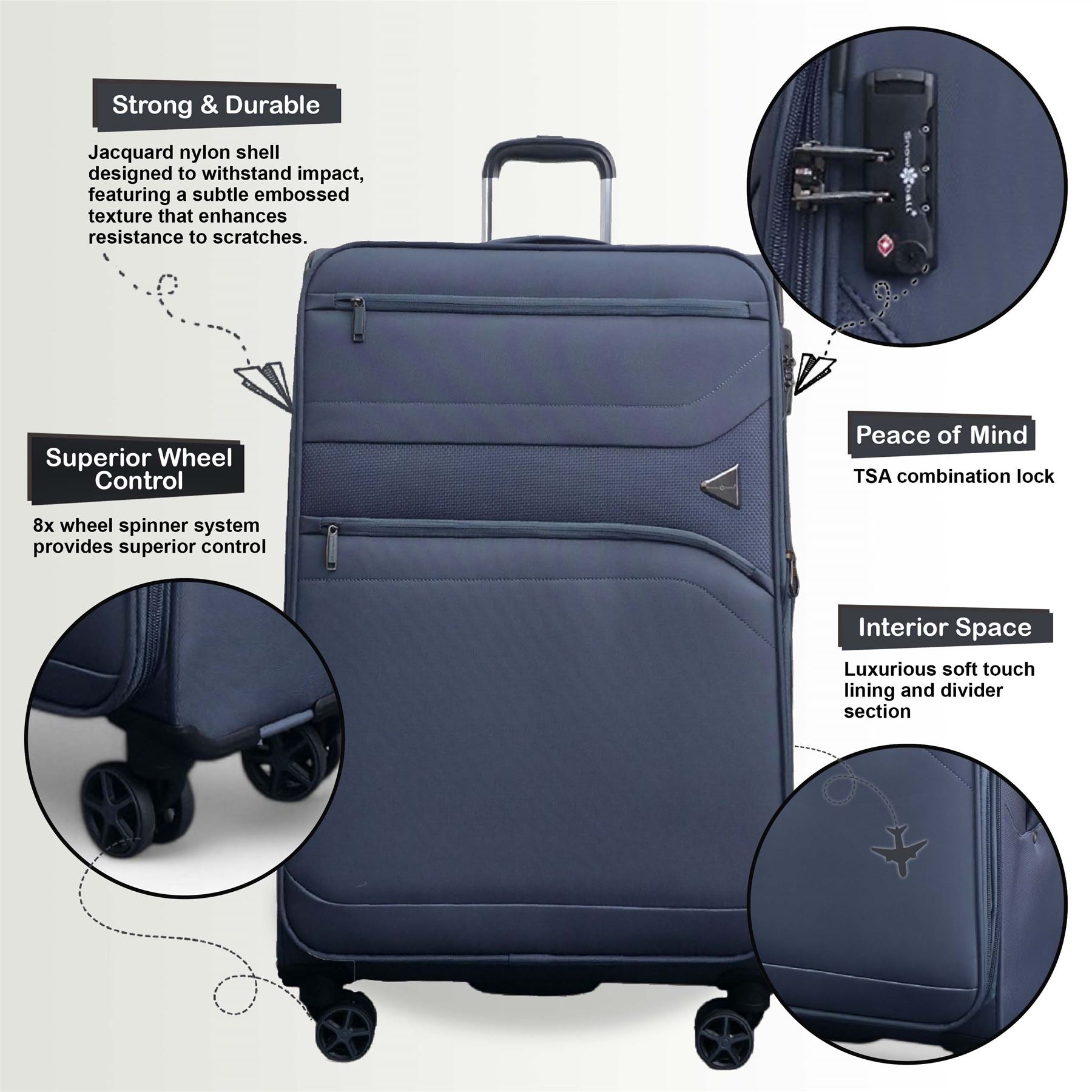 Corby Set of 3 Soft Shell Suitcase in Grey