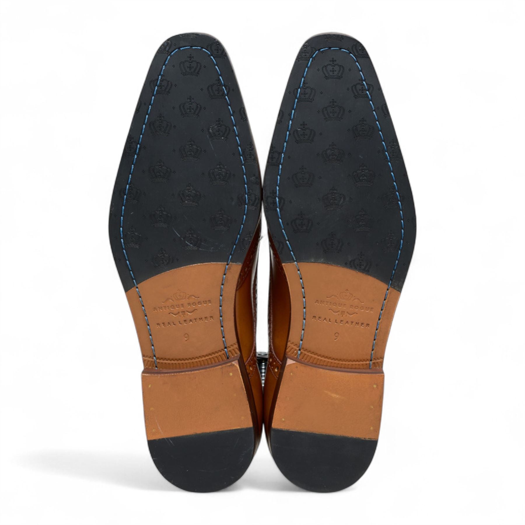 Antique Rogue Men’s Tan Brown Leather Oxford Derby Brogue - Luca