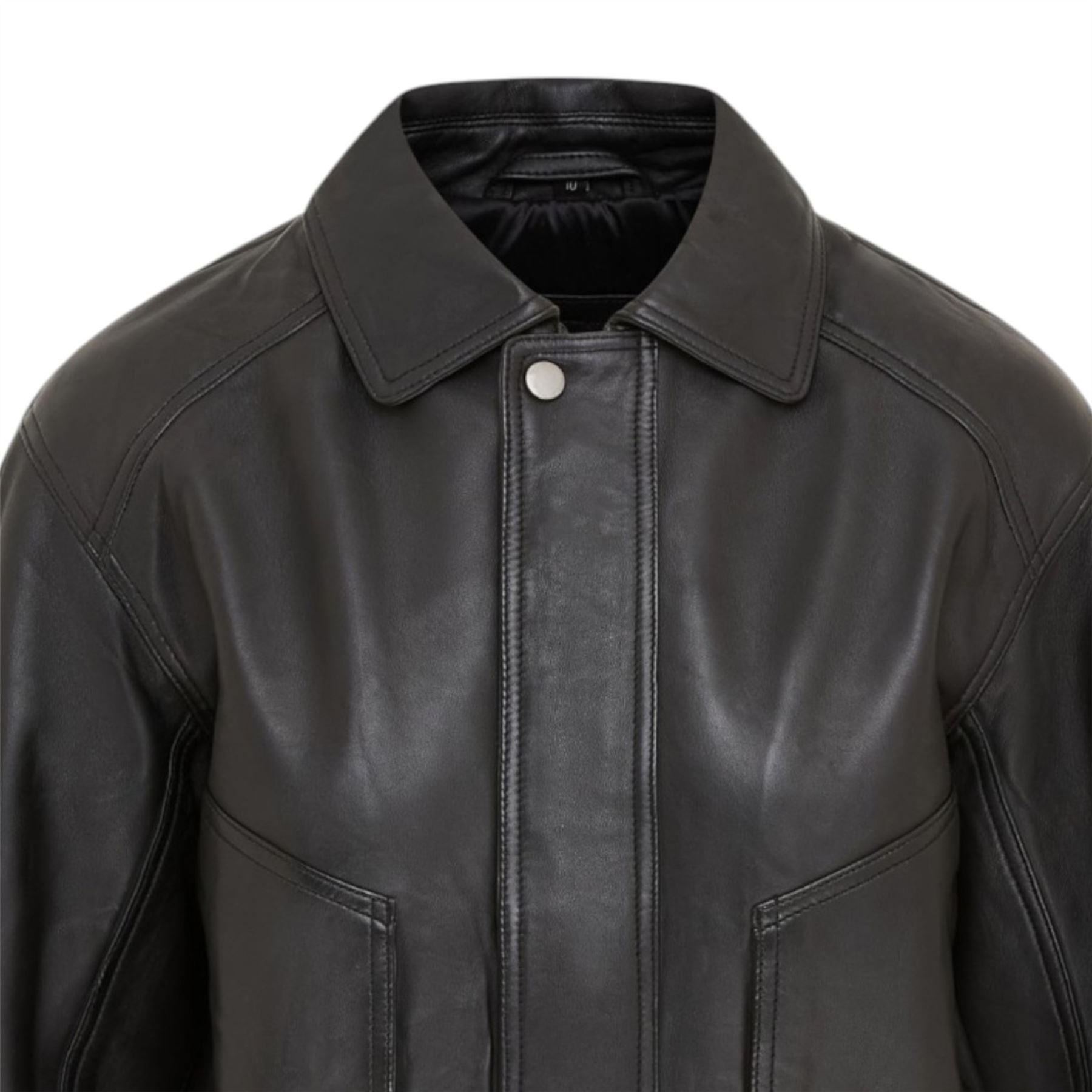 Womens Leather Biker Bomber Oversized Jacket - Blouson