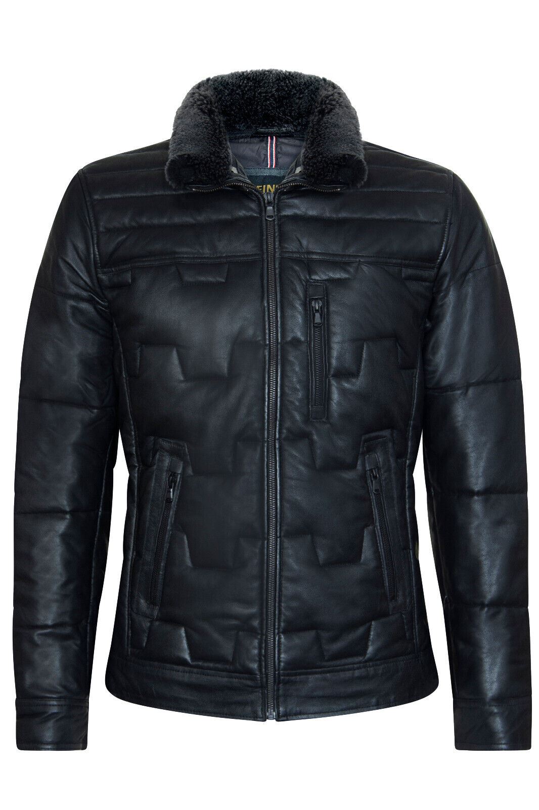 Mens Leather Quilted Puffer Biker Jacket - Thornton