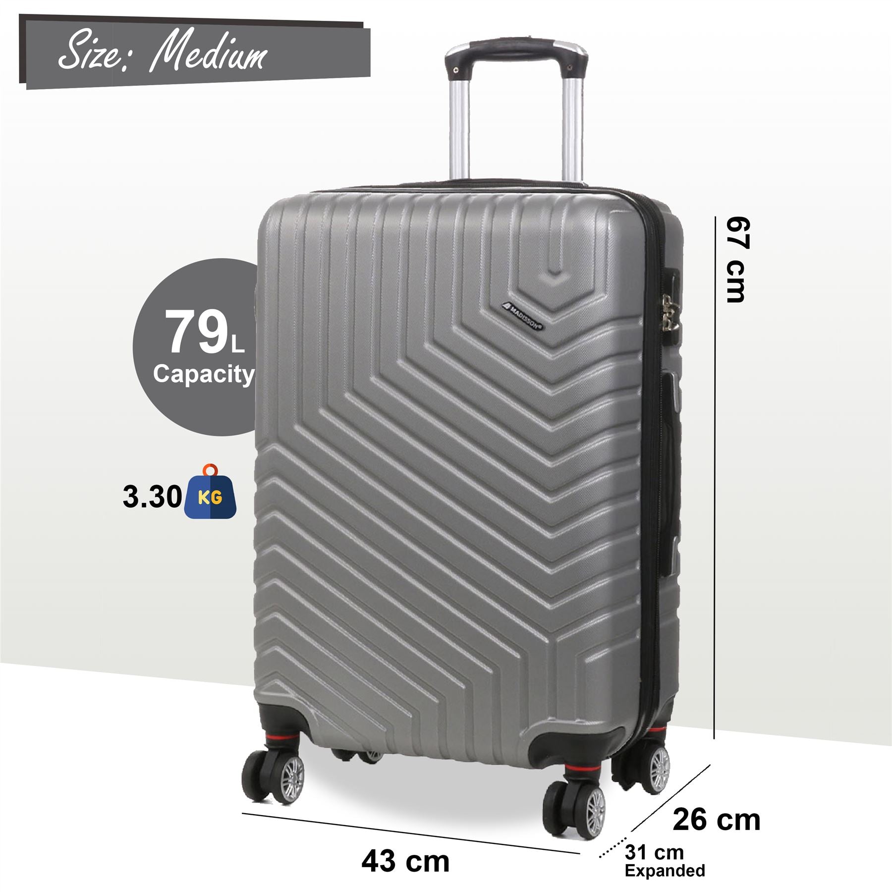 Bega Medium Hard Shell Suitcase in Silver