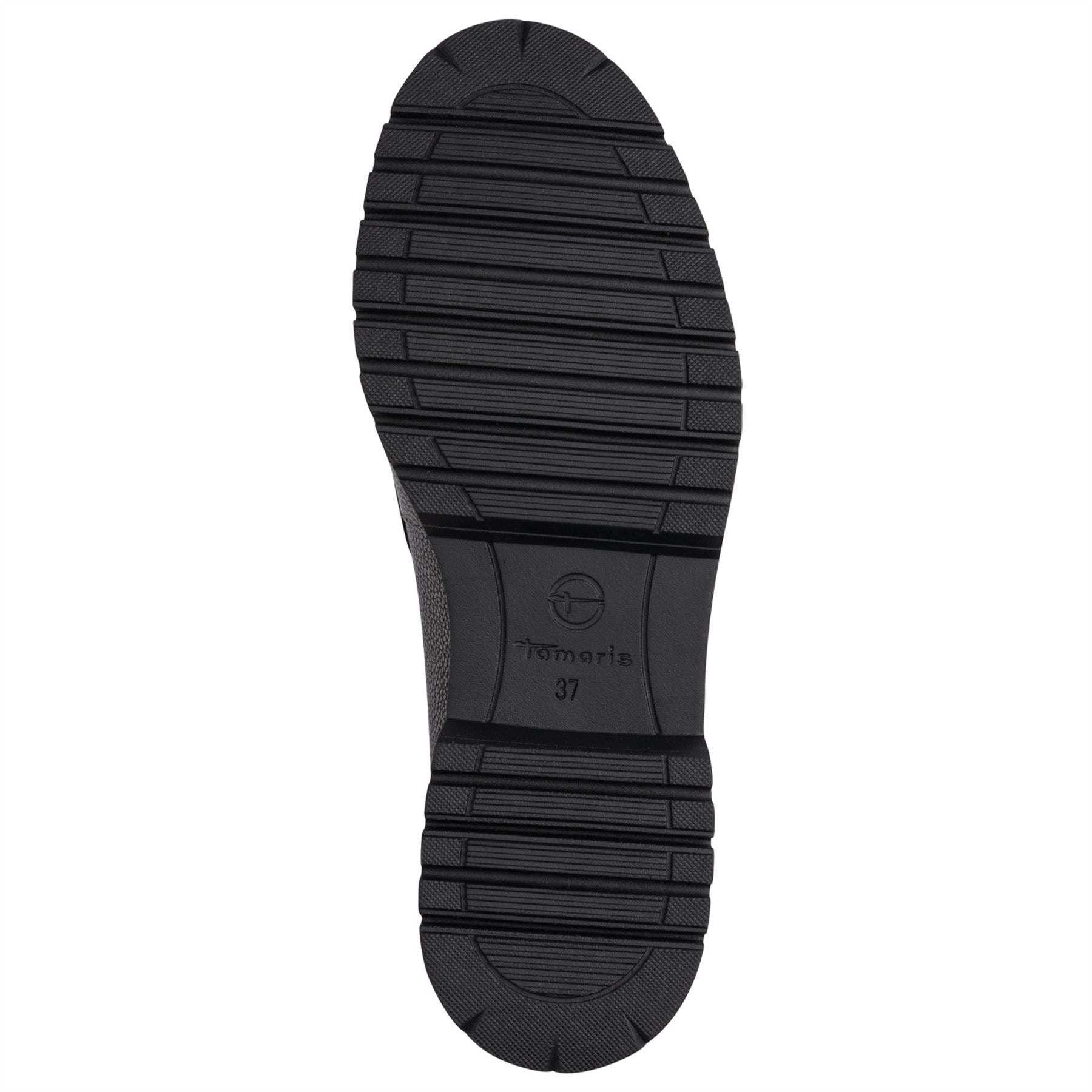 Tamaris Womens Pewter Silver Leather Loafers Slip-On Platform Shoes