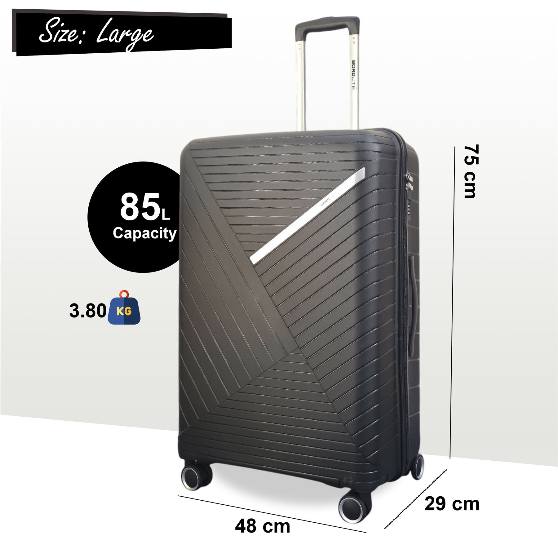 Chita Large Hard Shell Suitcase in Black