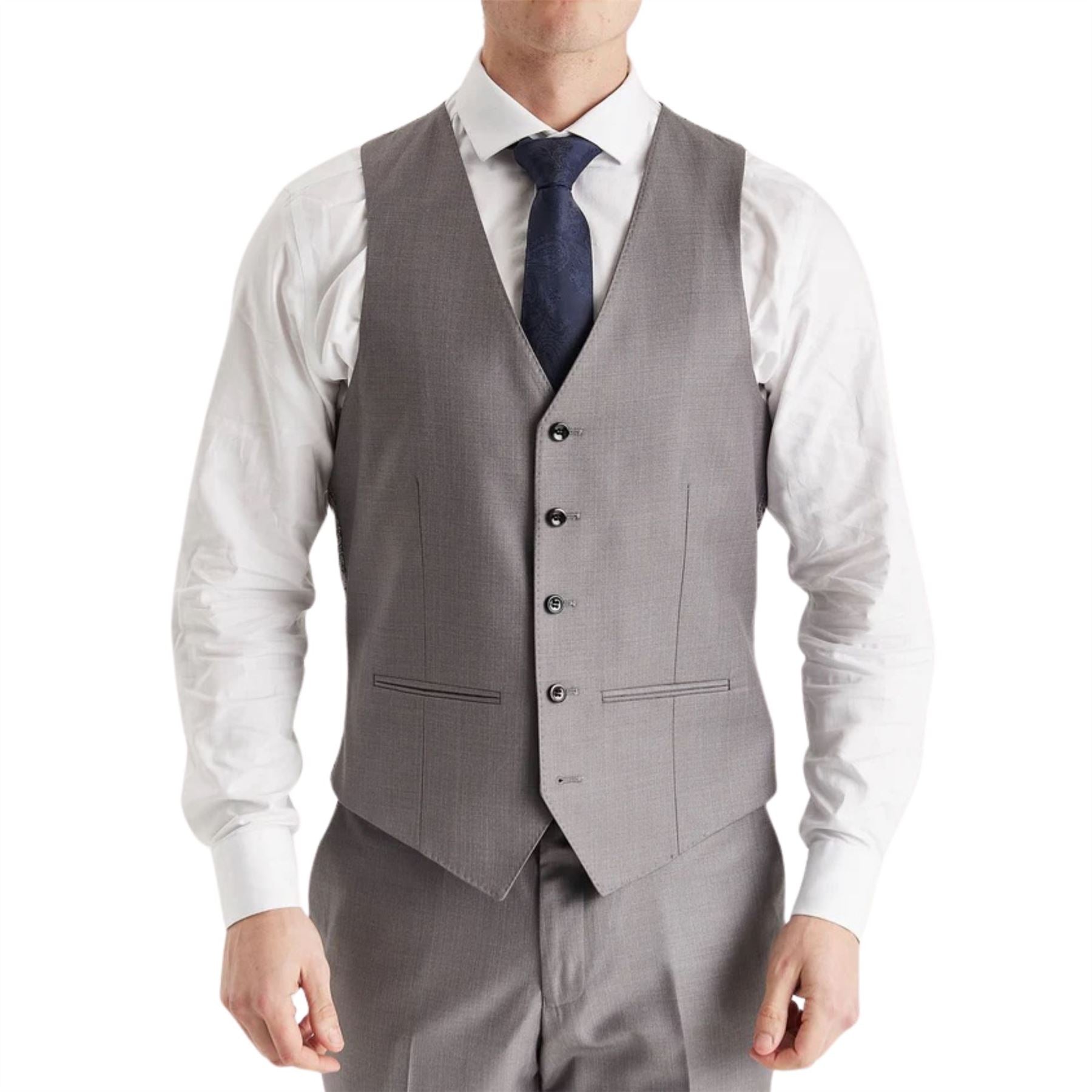 Men’s Grey Tailored Waistcoat Smart Formal Vest