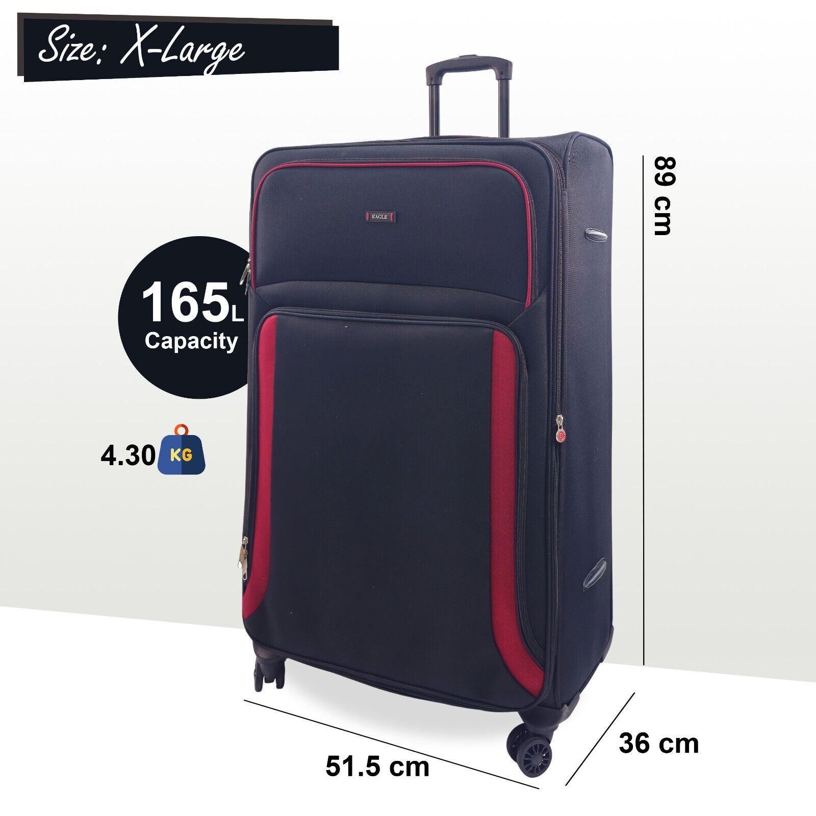 Ashland Extra Large Soft Shell Suitcase in Black