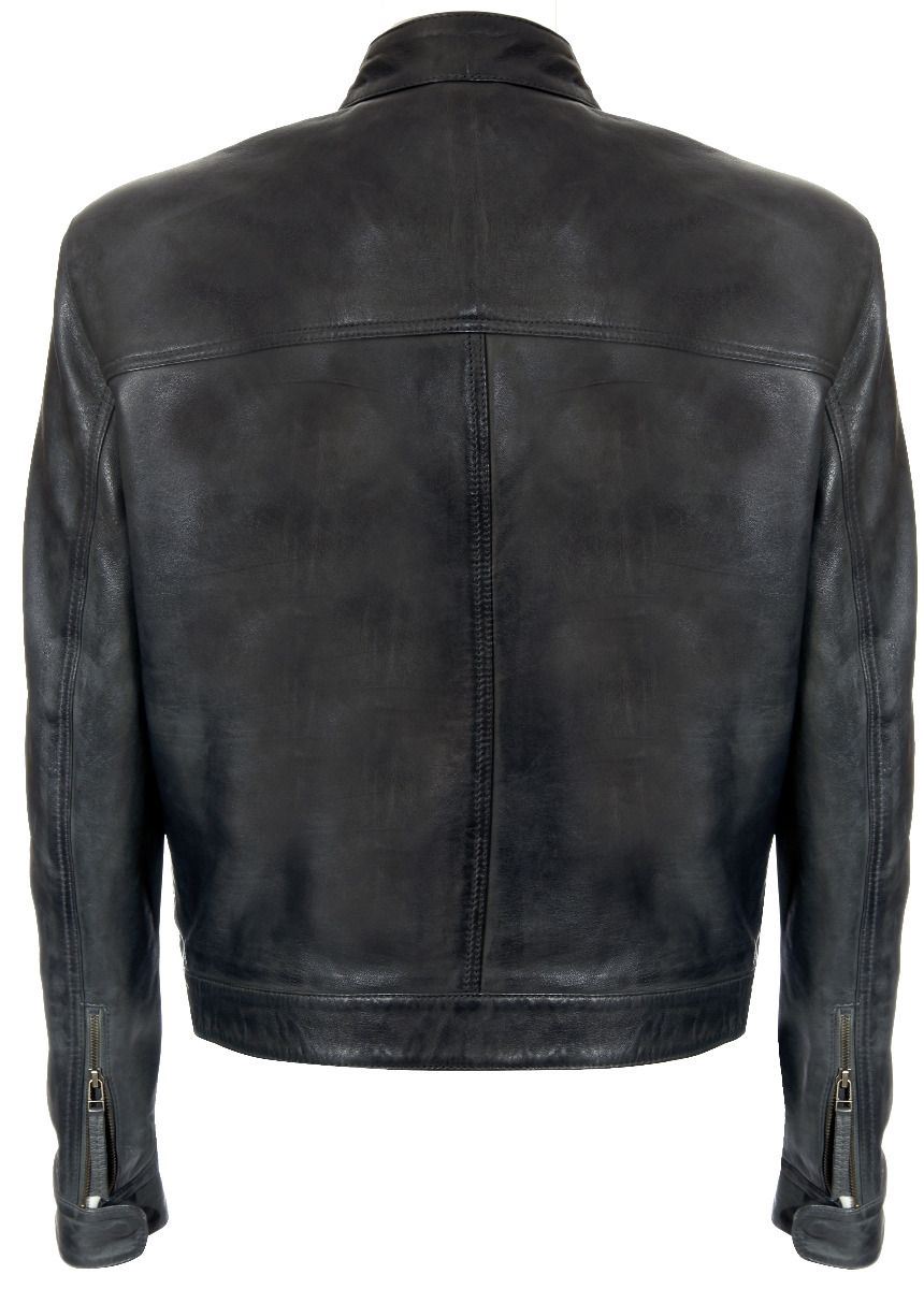Mens Classic Fitted Leather Biker Jacket-Stockport