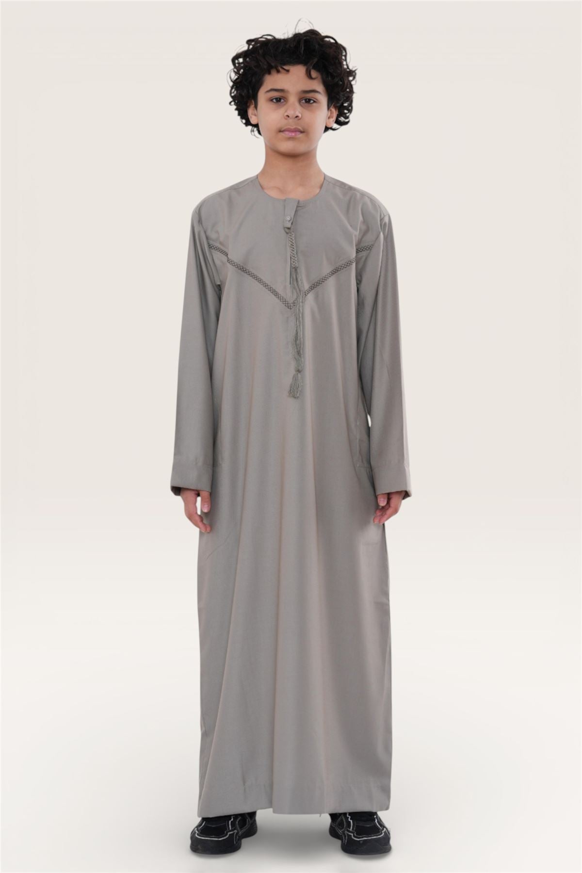 Kids Boys Moroccan Embroidered Djellaba Islamic Jubba Robe Tassel Ramadan Thobe