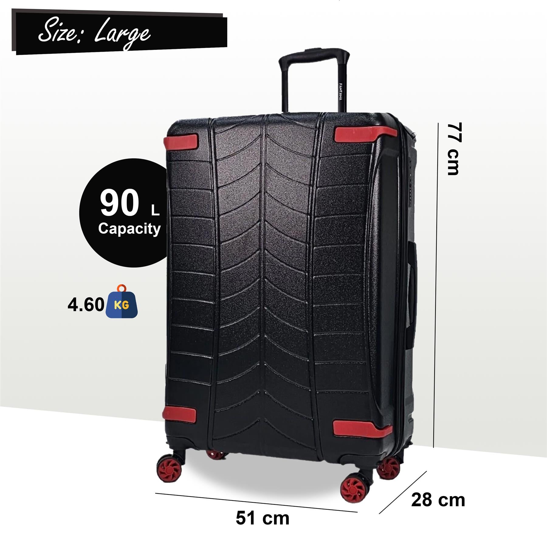 Bynum Large Hard Shell Suitcase in Black