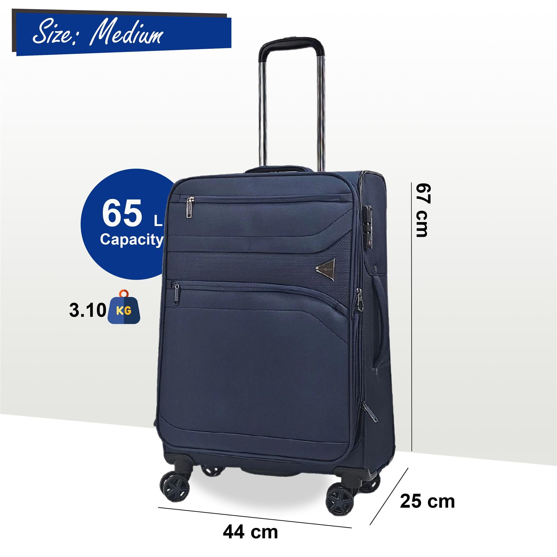 Lightweight Soft Dual 4 Wheel Luggage Suitcases