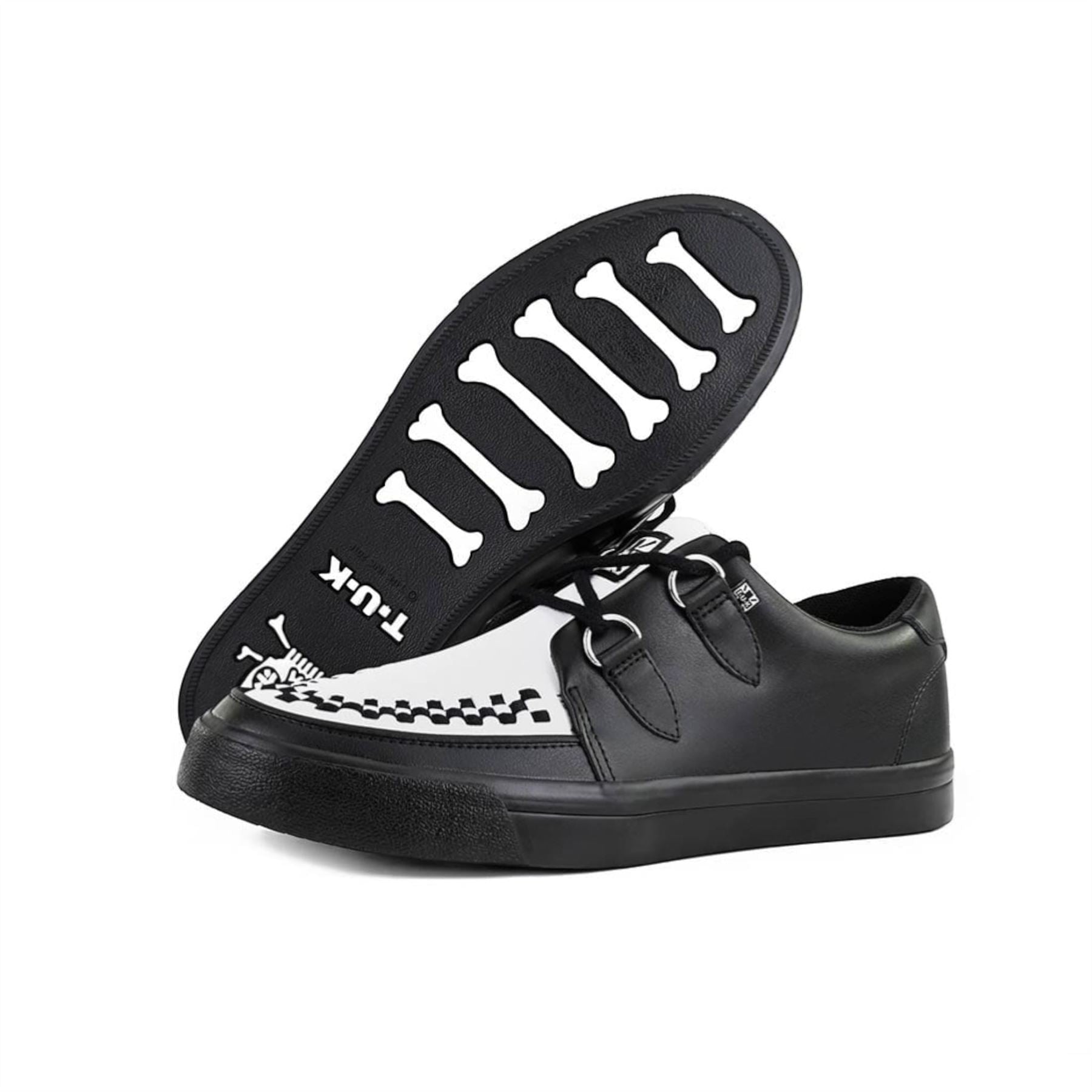 TUK Pointed Creeper Sneaker Black White Leather Platform Shoes - A9180