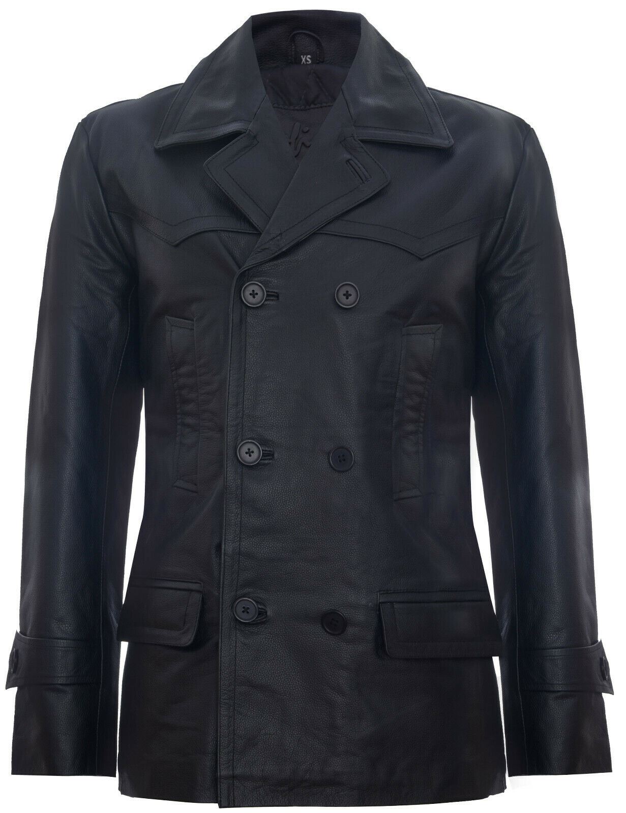 Mens Leather CowHide German Peacoat-Epping