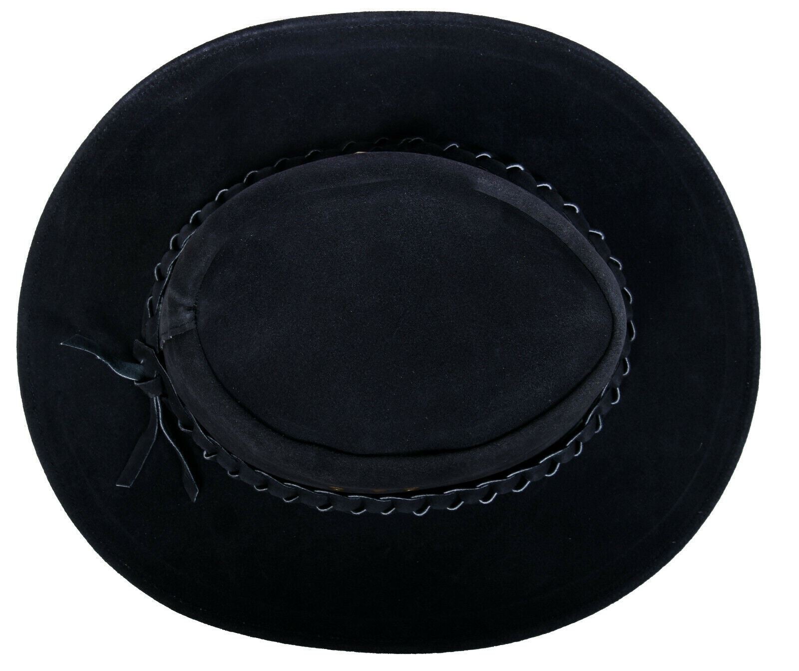 Australian Black Western Style Cowboy Outback Real Suede Leather Aussie Bush Hat