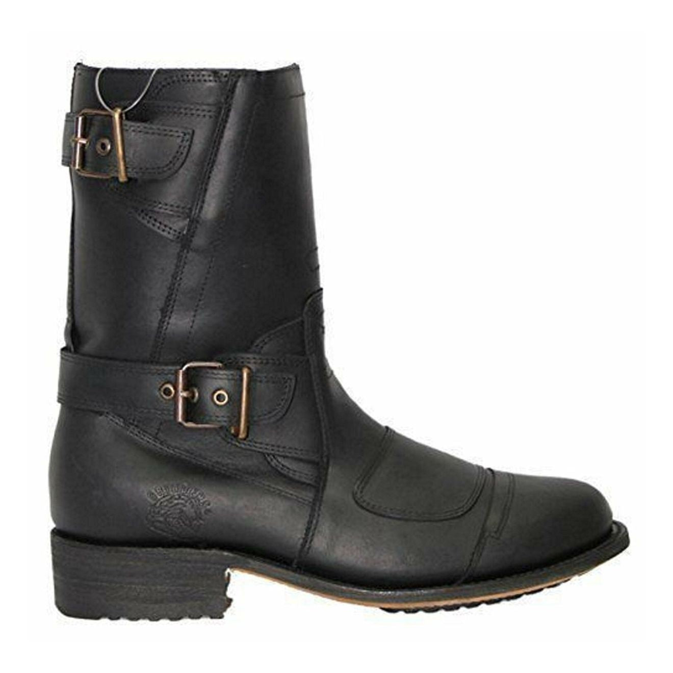 Grinders Mens Black Leather Cowboy Boots-Route 66