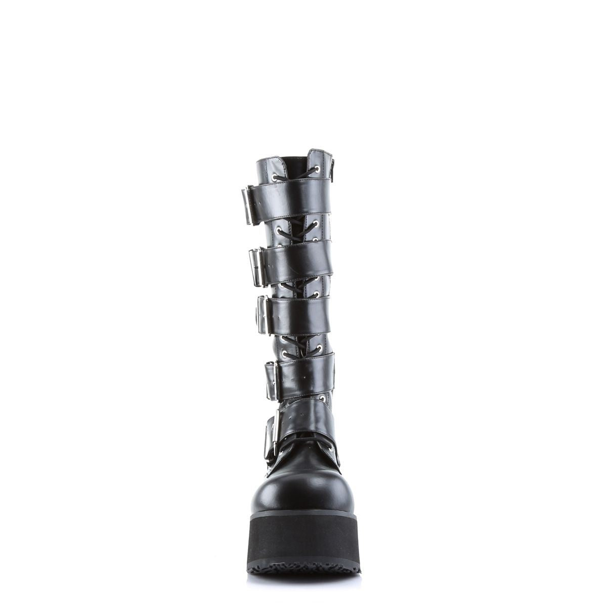 Demonia Trashville 518 Black Vegan Leather Mid Calf Boots